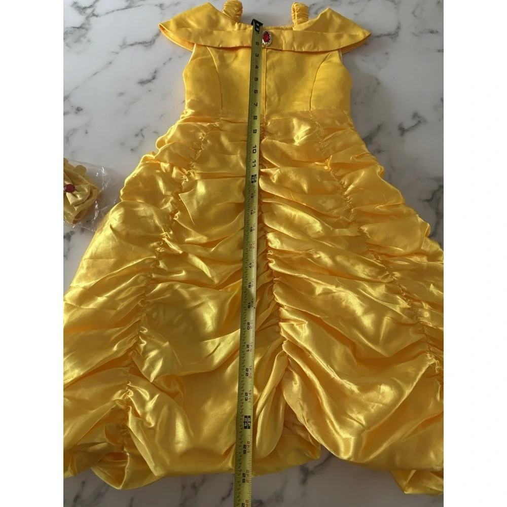 Girls Princess Belle Costume Yellow Off Shoulder Dress And Accessories 2T